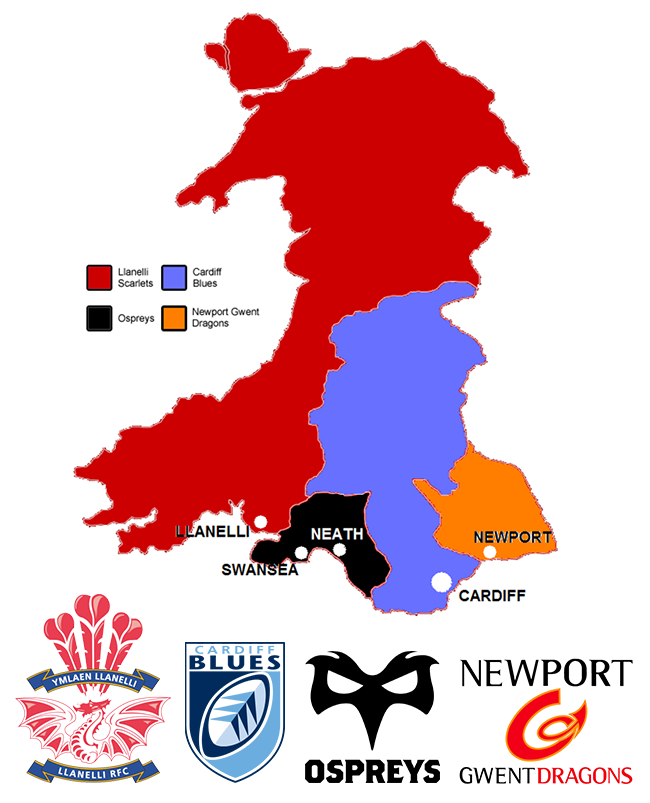 map et logos wales